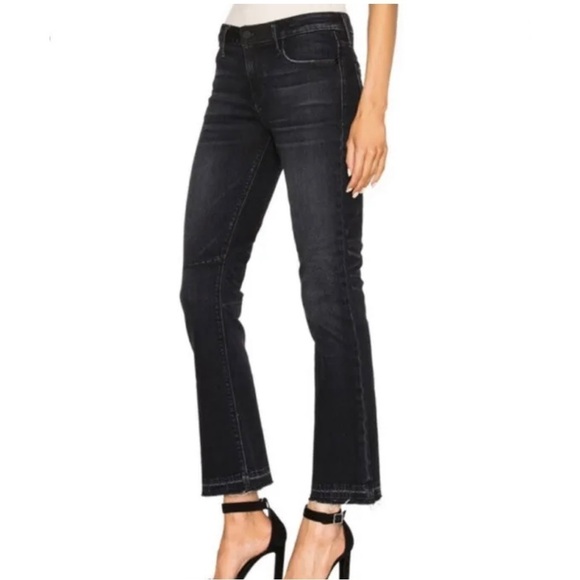 RtA Kiki Flare Crop Raw Hem Jeans in Black Dusk Wash Los Angeles - Size 25 - Picture 2 of 16